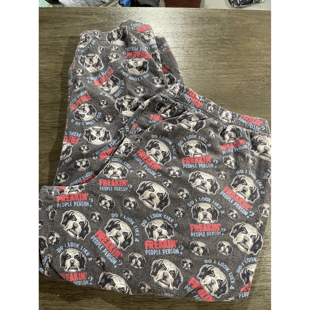 Big Dogs Mens Size 3X Gray Pajama Pants Freakin People Person Graphic Flannel